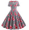 Robe Vintage Romantique Noir Carreaux