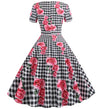Robe Vintage Romantique Noir Carreaux