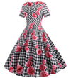 Robe Vintage Romantique Noir Carreaux