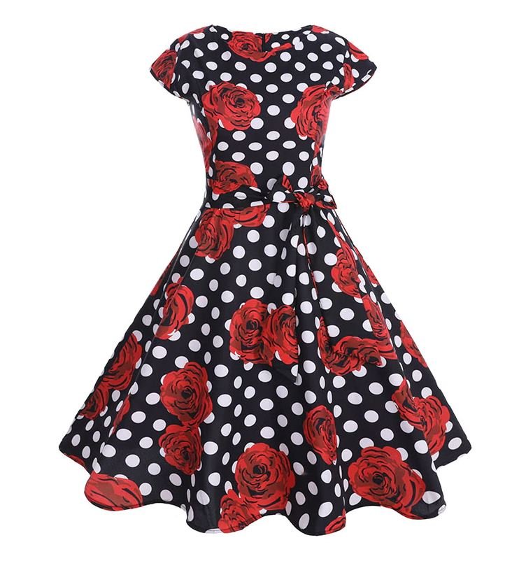 Robe Vintage Romantique Noir Rouge