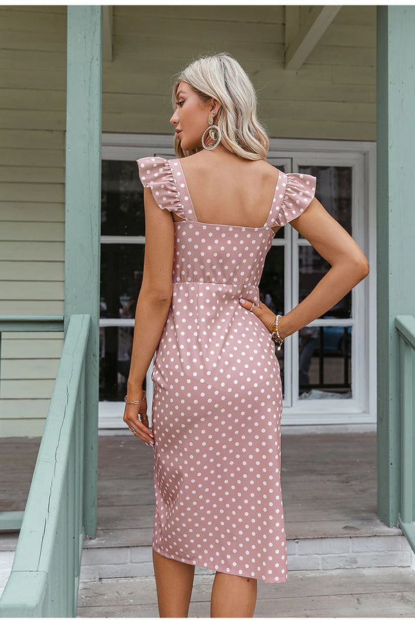 Robe Vintage Rose a Pois