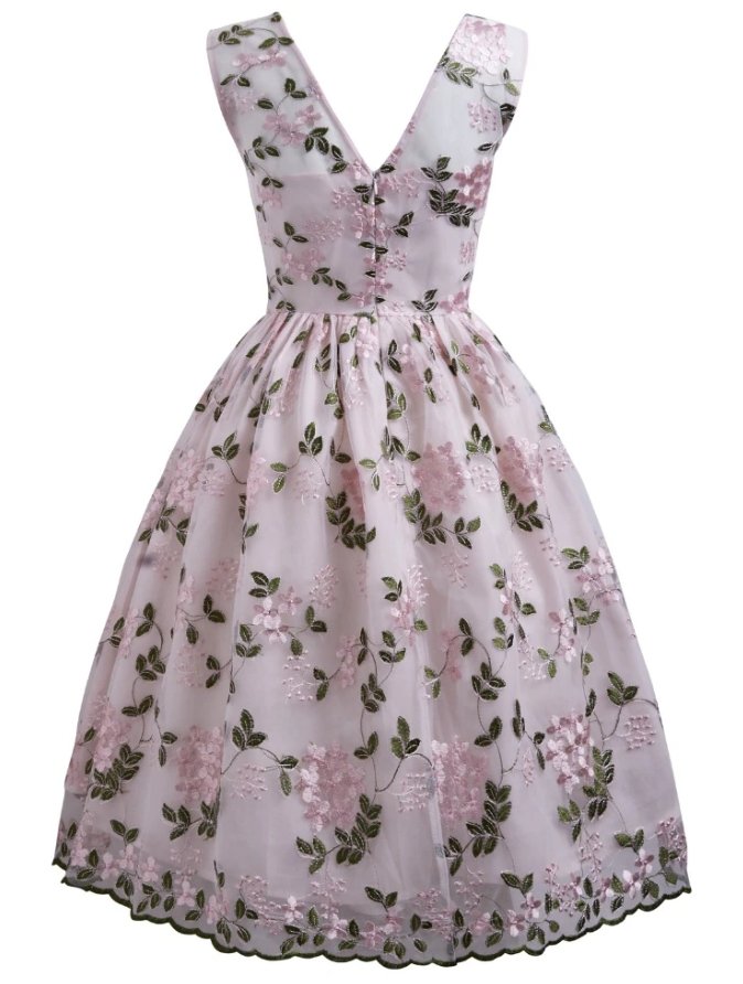 Robe Vintage Rose Brodée