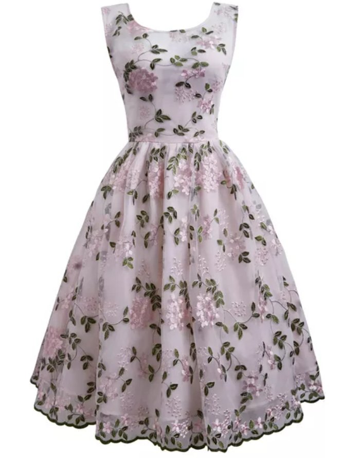 Robe Vintage Rose Brodée