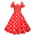 Robe Vintage Rouge à Pois Col Large