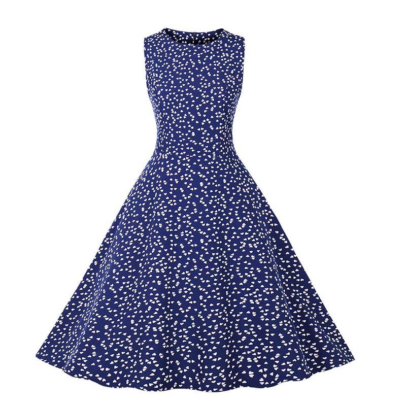 Robe Vintage Bleue Coeurs