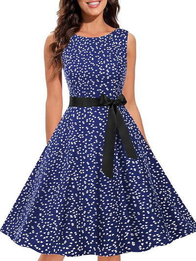 Robe Vintage Bleue Coeurs