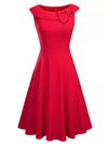 Robe Vintage Rouge Col Rabattu