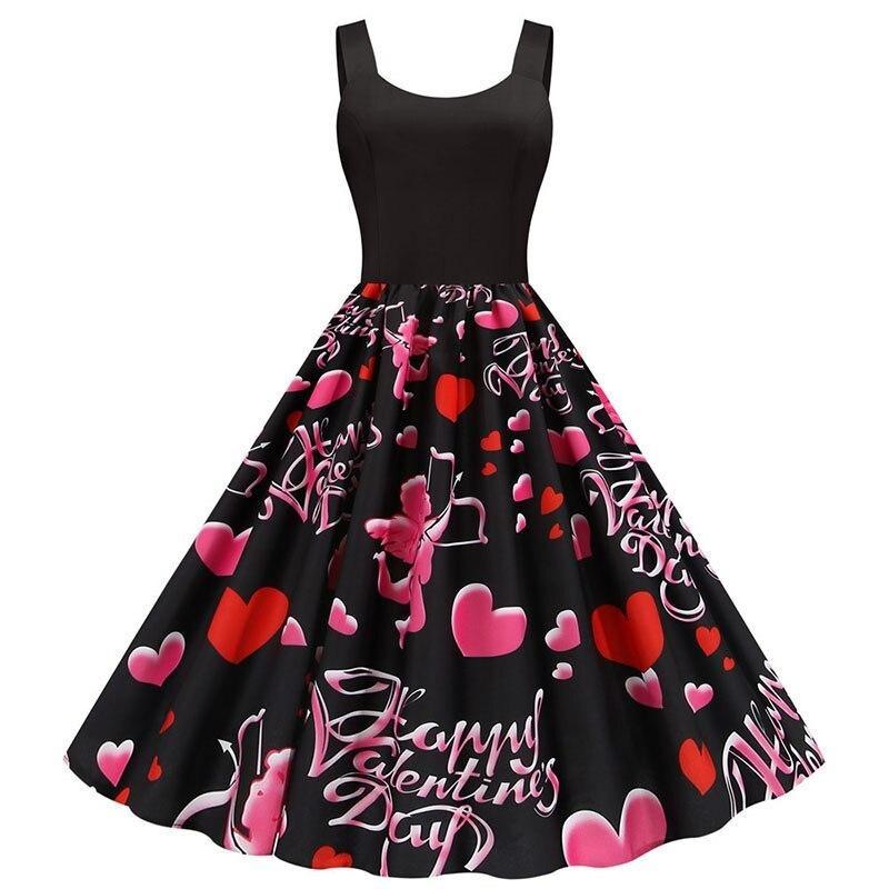 Robe Vintage Saint Valentin Noire Cupidon