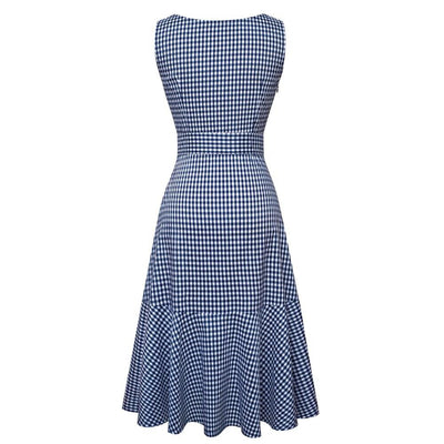 Robe Vintage Sans Manches Bleu