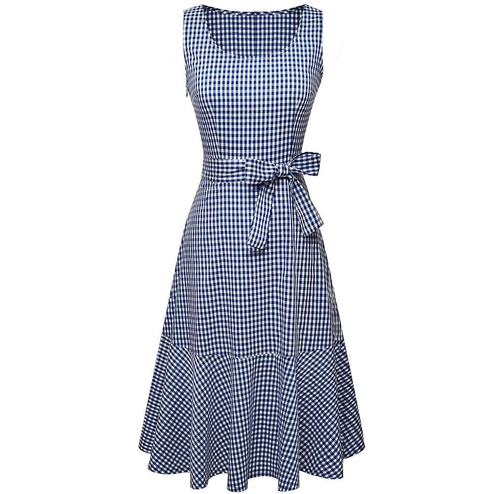 Robe Vintage Sans Manches Bleu