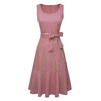 Robe Vintage Sans Manches Rouge
