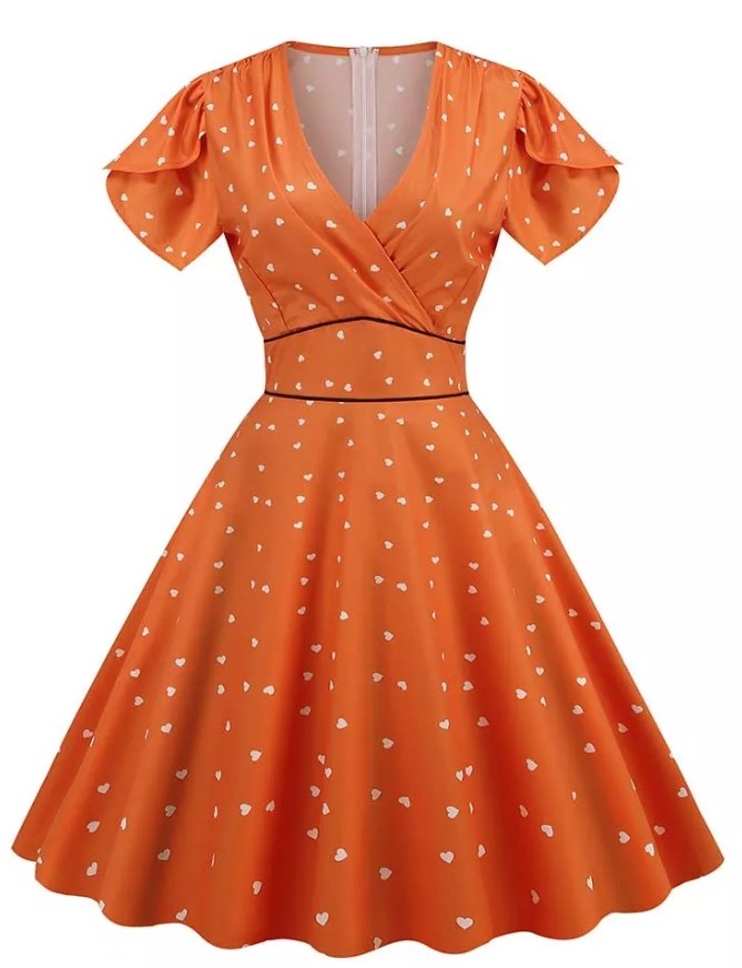 Robe Vintage Sexy Pin Up Orange