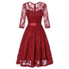Robe vintage soirée manches longues rouge