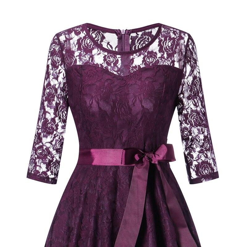 Robe vintage soirée manches longues violet