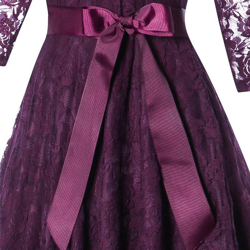 Robe vintage soirée manches longues violet