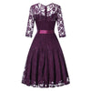 Robe vintage soirée manches longues violet