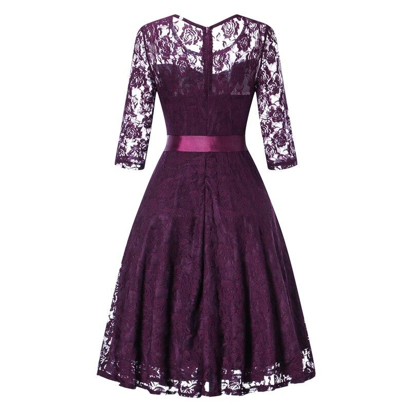 Robe vintage soirée manches longues violet