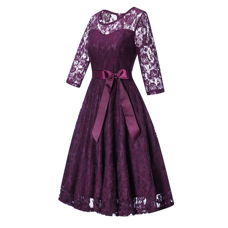 Robe vintage soirée manches longues violet
