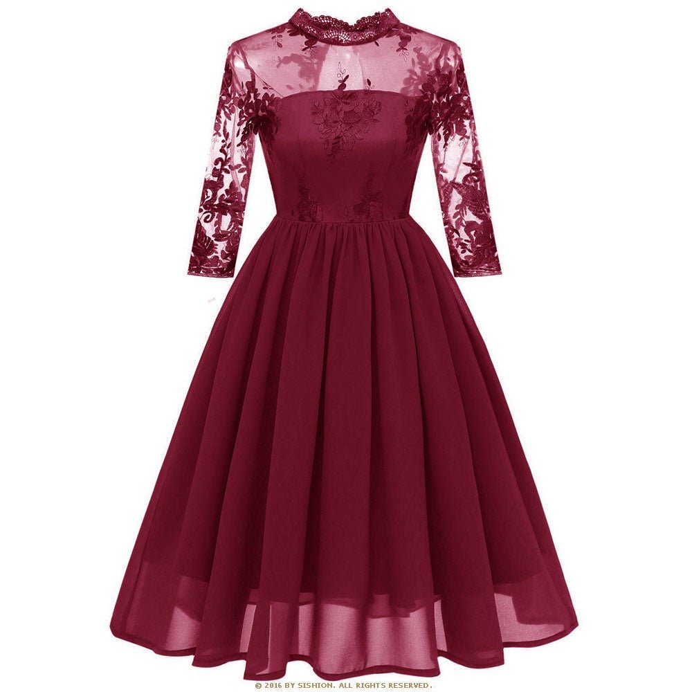 Robe Vintage Voile Bordeaux