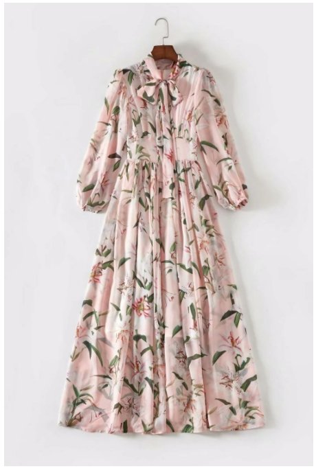 Robe Vintage Vieux Rose Longue