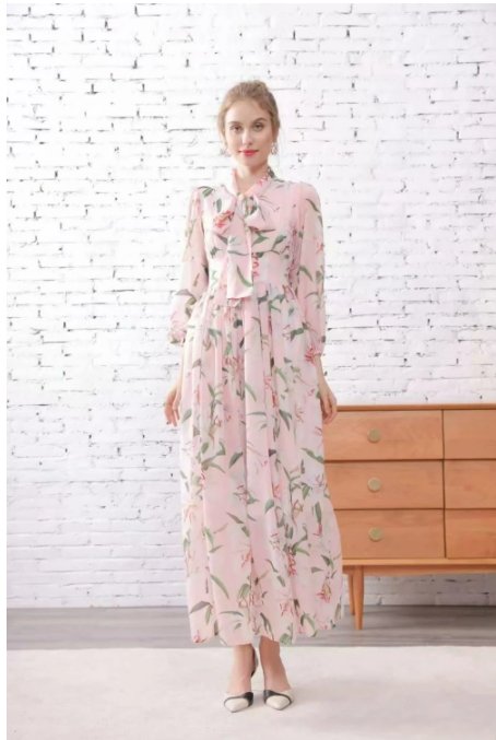 Robe Vintage Vieux Rose Longue