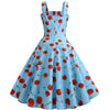 Robe Vintage 1950 Bleu Cerises