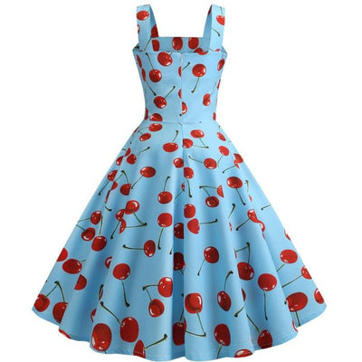 Robe Vintage 1950 Bleu Cerises