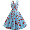 Robe Vintage 1950 Bleu Cerises