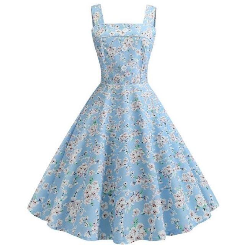 Robe Vintage 1950 Bleu Ciel