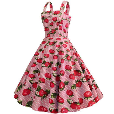 Robe Vintage 1950 Rose Fraises
