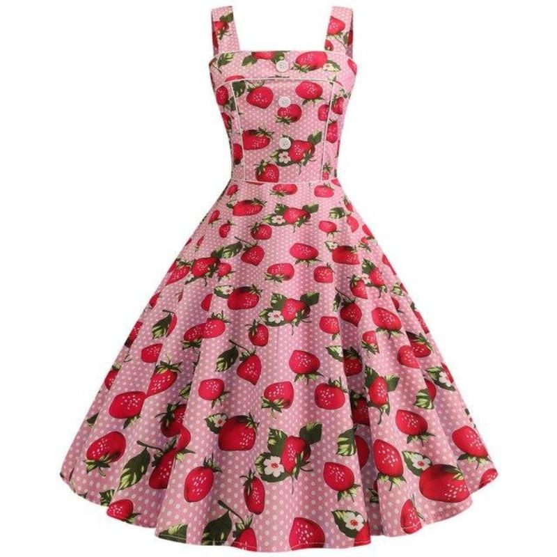 Robe Vintage 1950 Rose Fraises