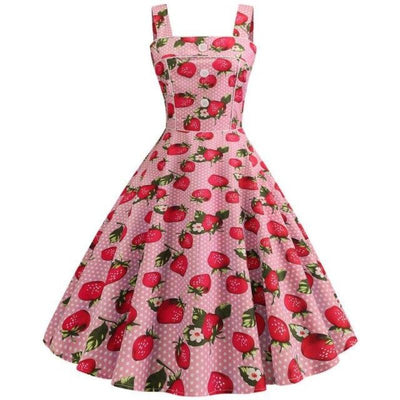 Robe Vintage 1950 Rose Fraises