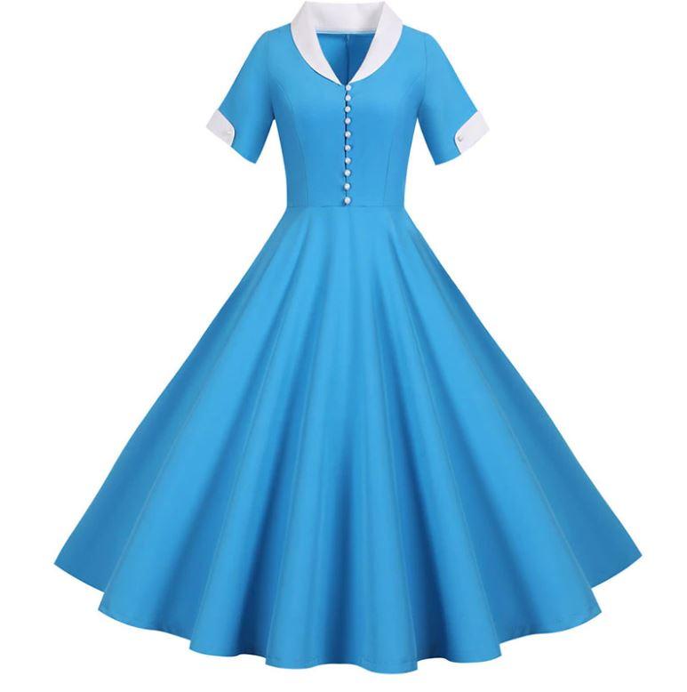 Robe Vintage 50s Bleu ciel
