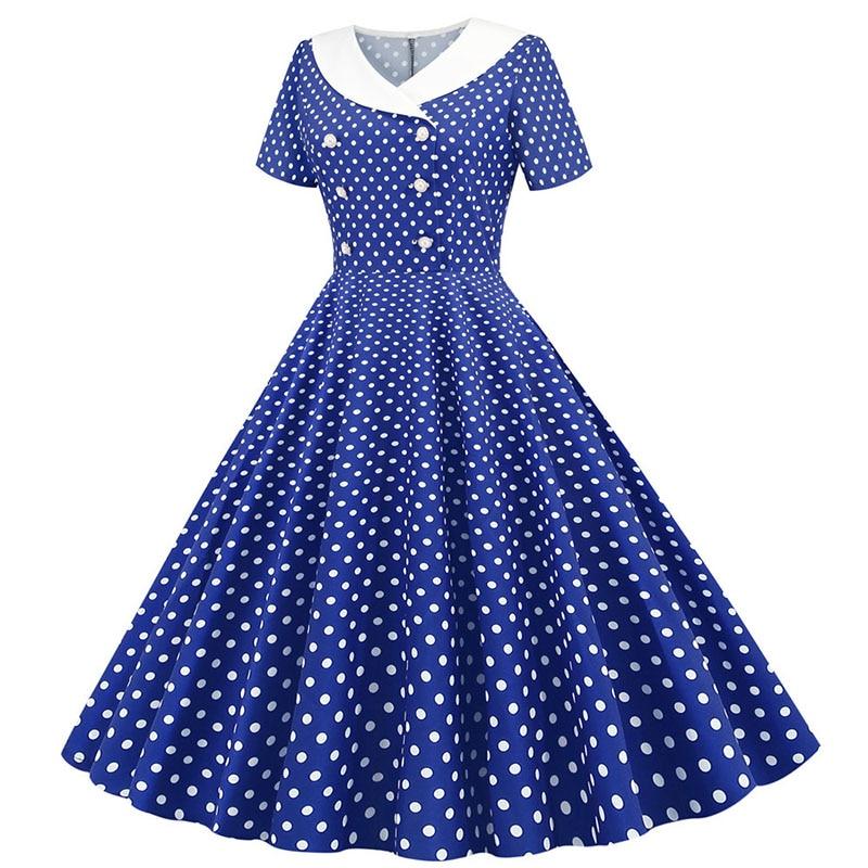 Robe Bleue Années 50 Glamour