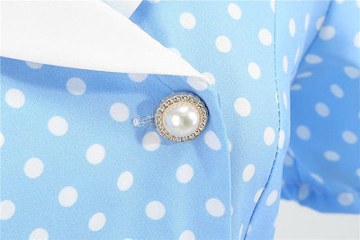 Robe Bleue Ciel Années 50 à Pois
