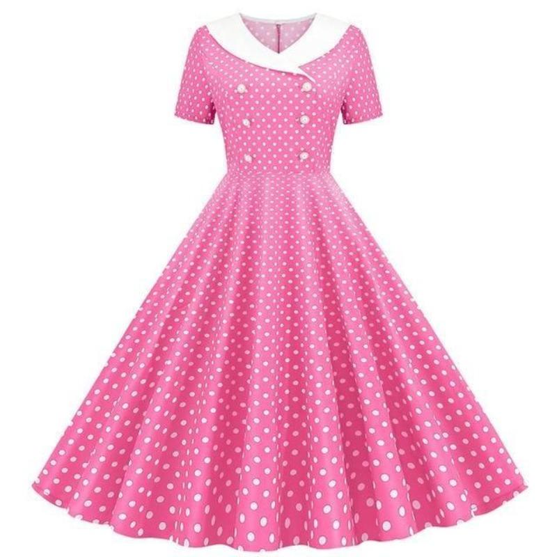 Robe Rose Années 50 Trapèze