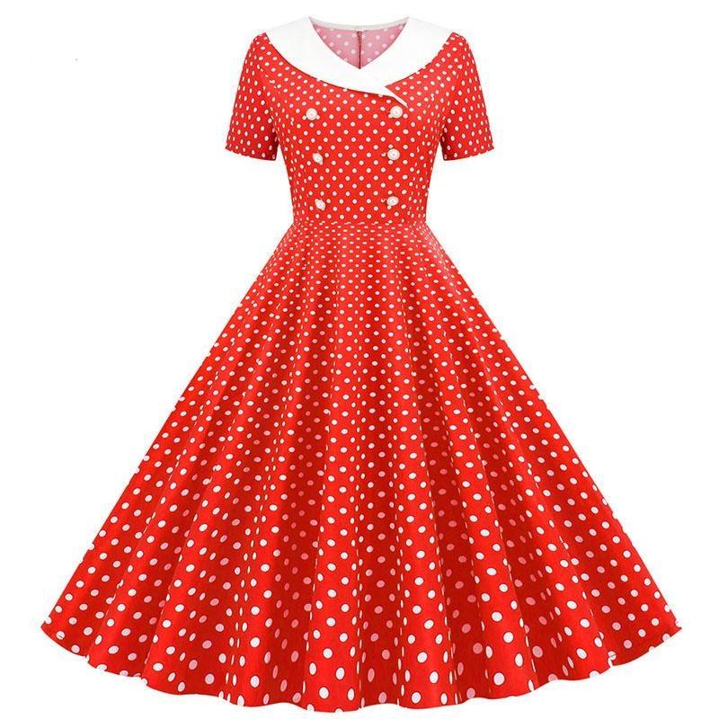 Robe Année 50 Rouge et Blanche