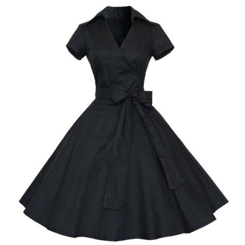Robe Vintage Année 50 Noire Unie
