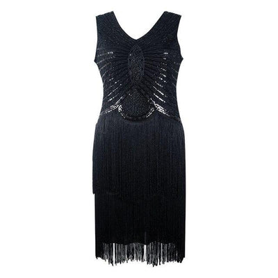Robe Vintage Années 20 Art Déco Noir