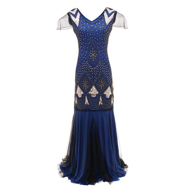 Robe Vintage Années 20 Charleston Bleu