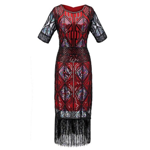 Robe Vintage Années 20 Gatsby Longue Rouge