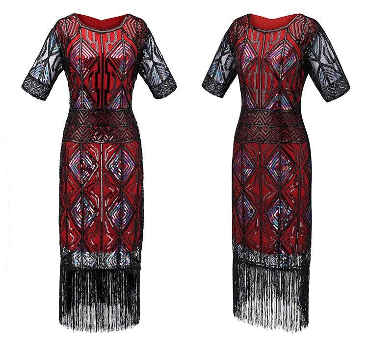 Robe Vintage Années 20 Gatsby Longue Rouge
