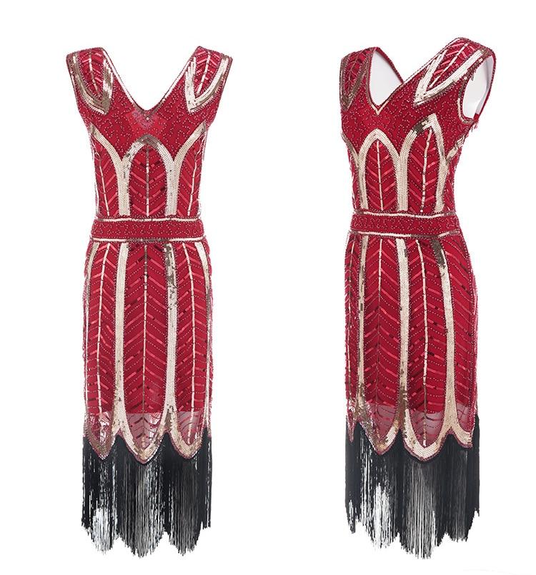 Robe Vintage Années 20 Gatsby Rouge