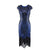 Robe Vintage Années 20 Grande Taille Art Déco Bleu Noir