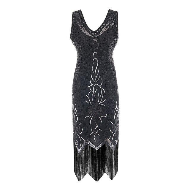 Robe Vintage Années 20 Grande Taille Charleston Noir