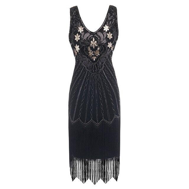 Robe Vintage Années 20 Grande Taille Noir Or