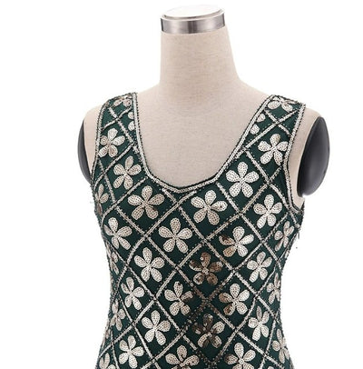 Robe Vintage Années 20 Grande Taille Vert Or