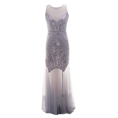 Robe Vintage Années 20 Longue Gris