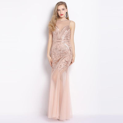 Robe Vintage Années 20 Longue Rose