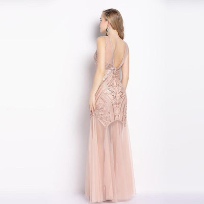 Robe Vintage Années 20 Longue Rose